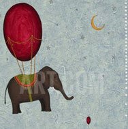 elephant with red balloon painting for nursery