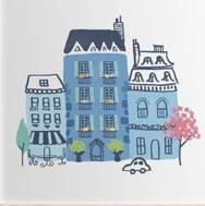 Blue house in paris print