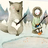 canvas print wolf illustration