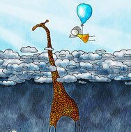 nursery giraffe in cloud wall art