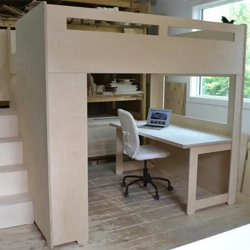 Queen Loft Bed with Study and Storage