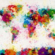 Colorful World Map Made With Paint Splashes