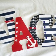 Nautical style letters made from wood