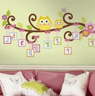 owls themed nursery wall decal