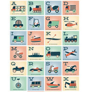 Alphabet Letters With Transportation Illustration for Nursery