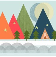 Mountain Camping Illustration for Kid Room