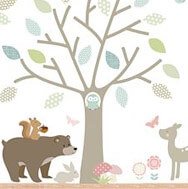 Woodland with animals wall art