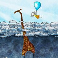 nursery giraffe in cloud wall art