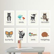 Animals names wall art for nursery