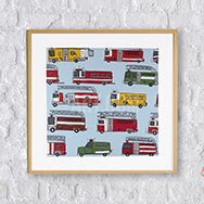 Multiple Fire Truck Print for Kid Room