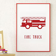 Red Fire Truck Minimal Illustration