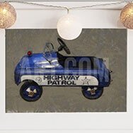Vintage Blue Police Car Painting