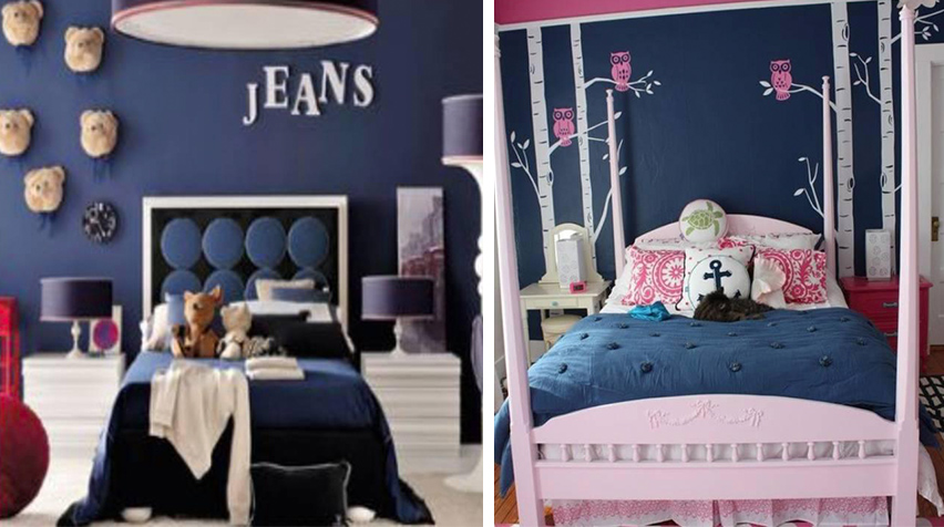 navy blue girls bedroom