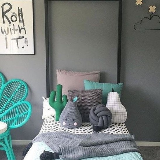 Gender Neutral Green Grey Kids Room