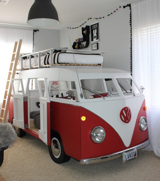 Red Westfalia van bed for kid