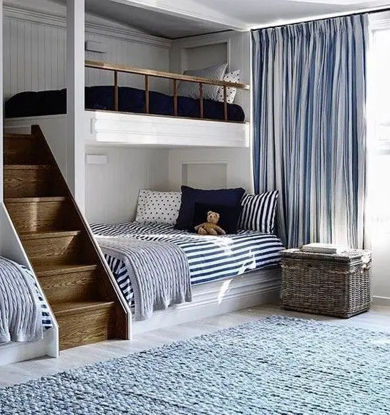 Bunkbed with stairs in shared bedroom