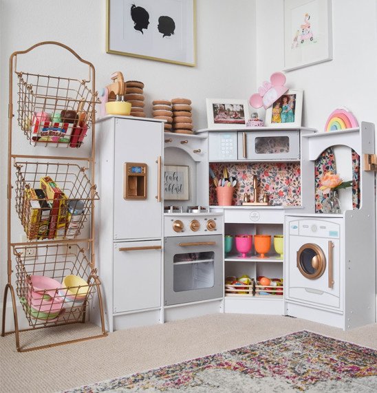 Playroom with play kitchen