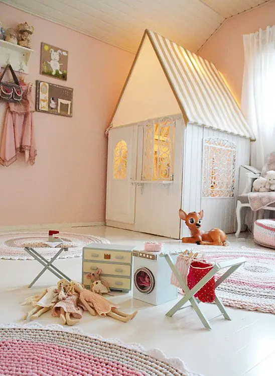 Playhouse in little girl playroom