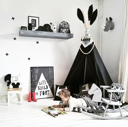 Monochrome decor playroom