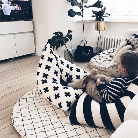 Beanbags seating in playroom