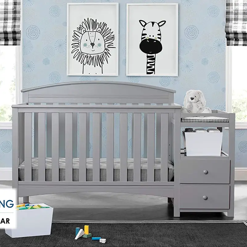 Modern Convertible Crib With Changing Table Combo