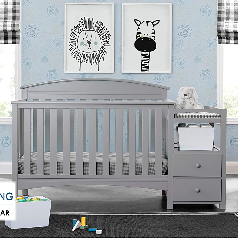 Convertible crib and changing table combo