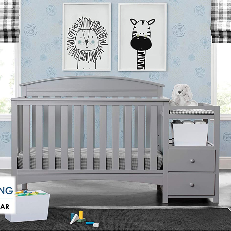 Modern Convertible Crib With Changing Table Combo