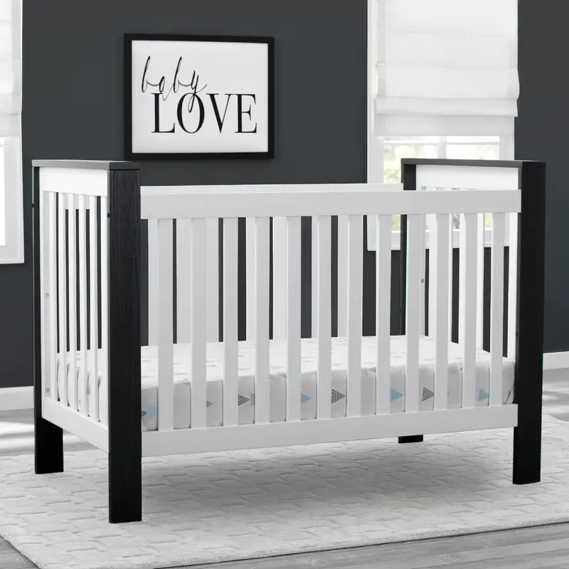 Delta White Convertible Crib With a Grey Touch