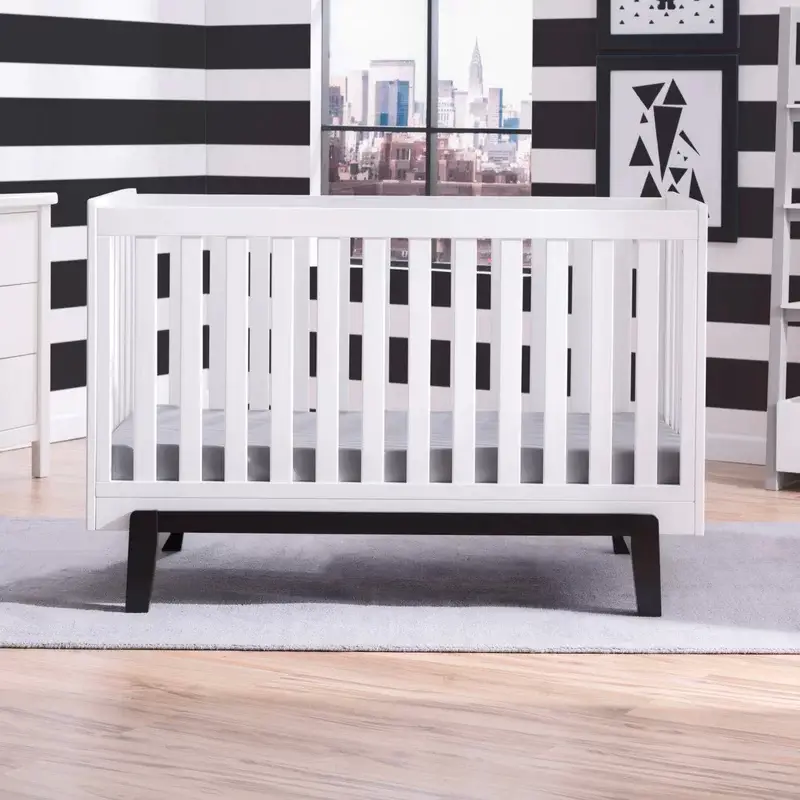 Modern Black and White Convertible Crib by Mack & Milo