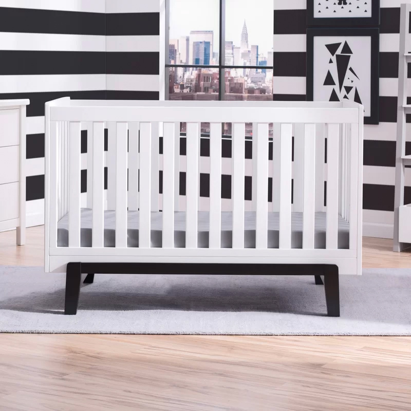 Mack & Milo White Convertible Crib With Contrasting Black