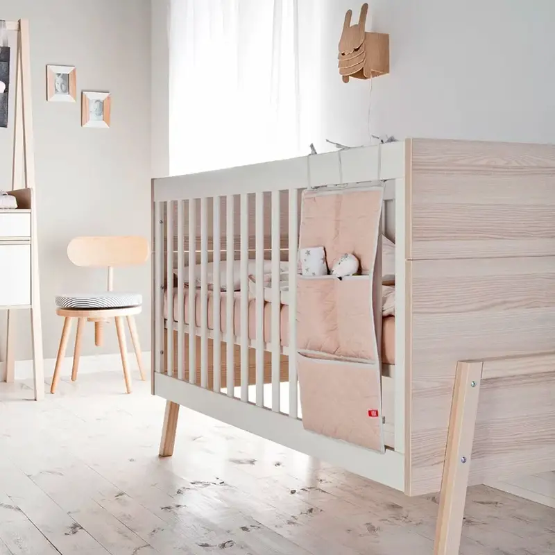 Mack & Milo Convertible Crib in Natural Wood and White