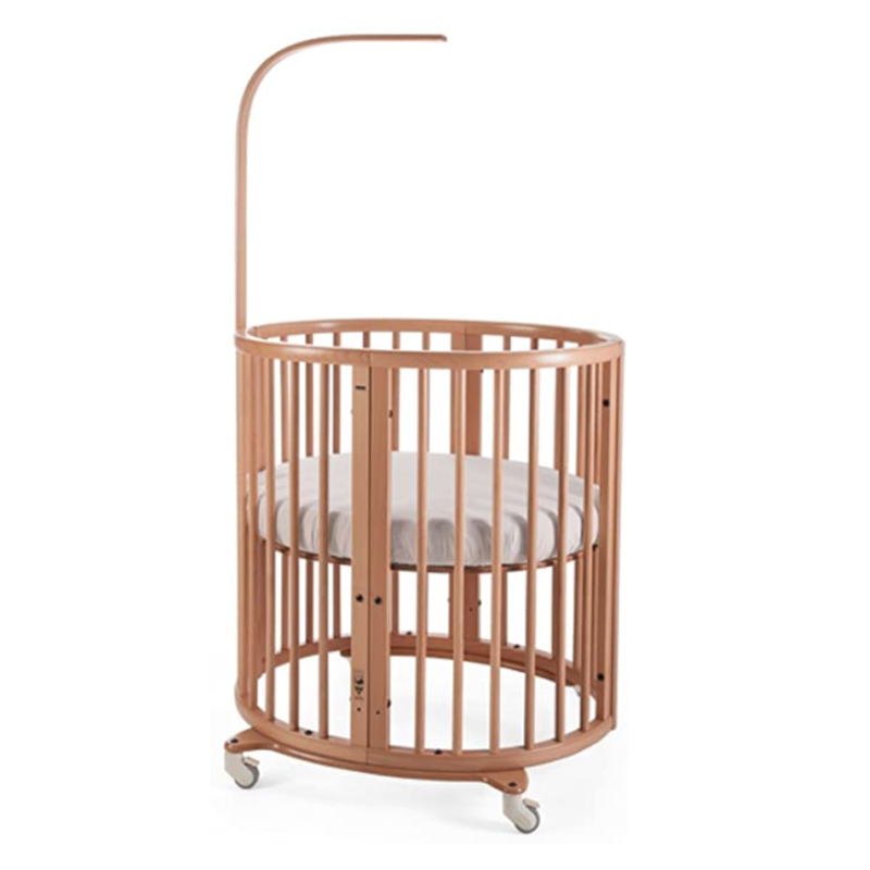 Modern Round Crib in Natural Wood by Stokke