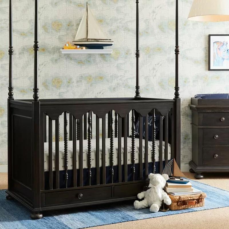 Vintage crib with drawer