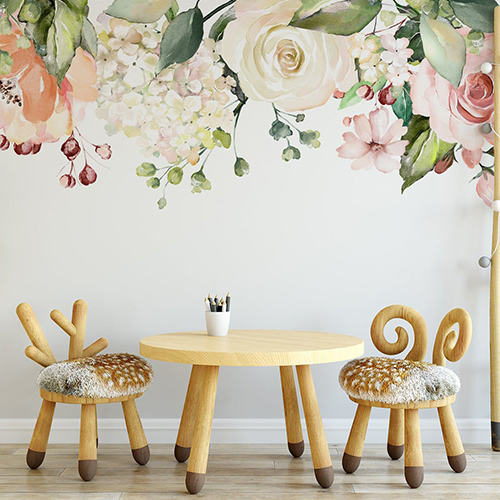 Floral Pink & White Peonies Wall Mural