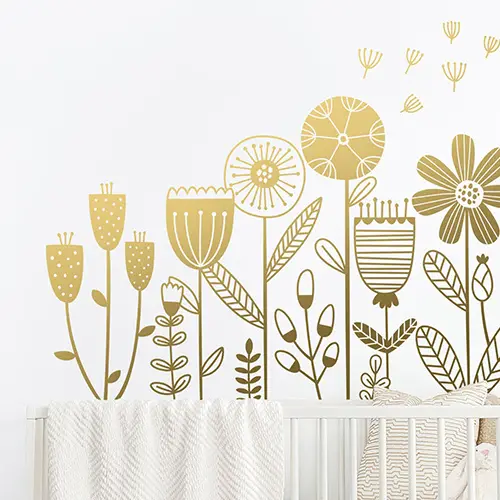 Gold Flower Wall Decal