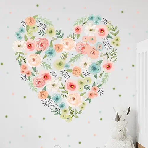 Heart-shaped Floral Wall Decals