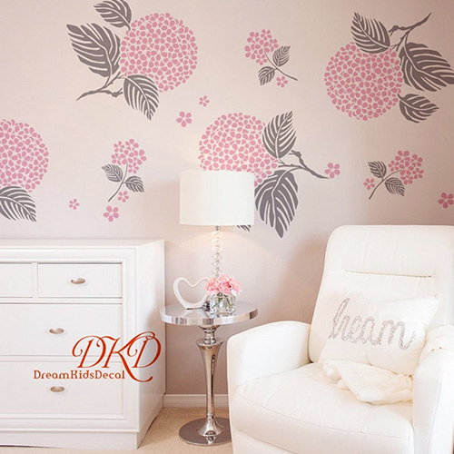 Round and Pink Flower Wall Decals