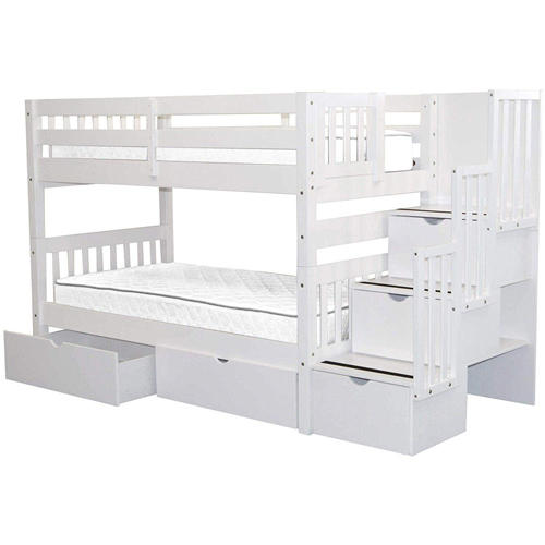 Bedz King Stairway Bunk Beds Twin over Twin