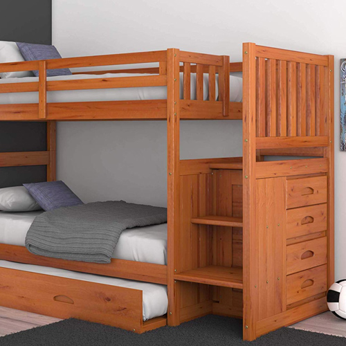 Discovery World Furniture Mission Twin Over Twin Staircase Bunk Bed