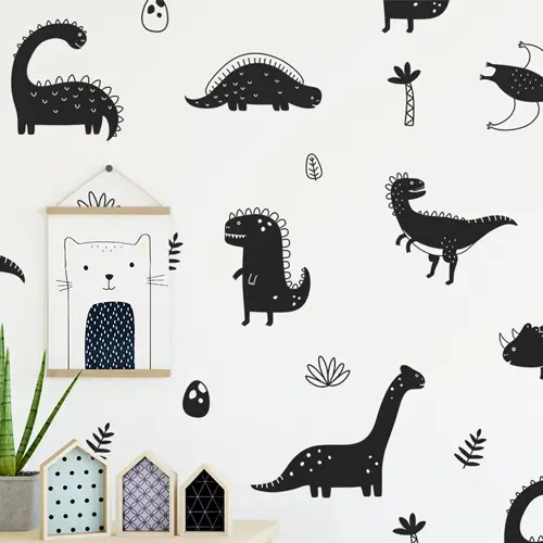 Black and white dinosaurs wall stickers
