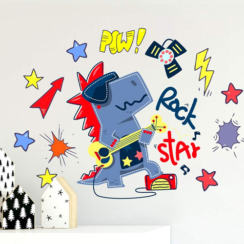 Cute rock dinosaur wall sticker