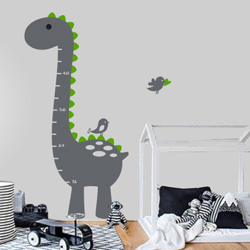 Sweet dinosaur with birds growth chart wall sticker