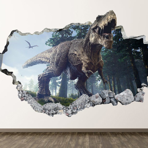 T-rex smashing through the wall