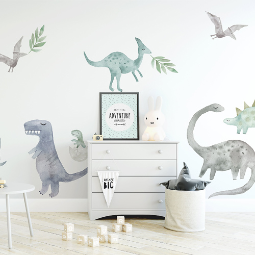 Watercolor dinosaurs wall decal