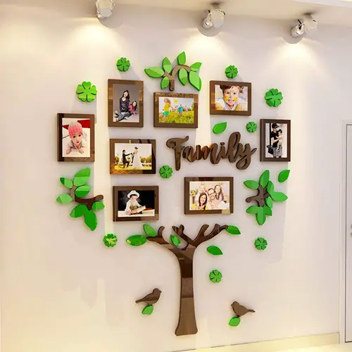 3D family tree with green leaf