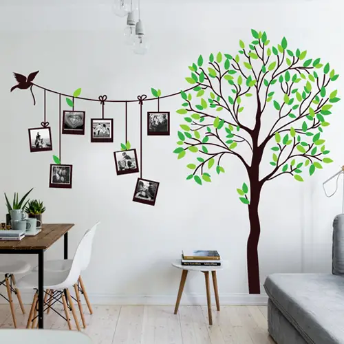 Large family tree with frames on a string