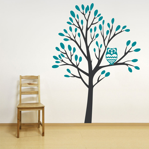 Owl in a 7-foot tall tree wall sticker