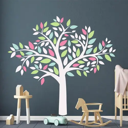 White family tree with colorful leafs