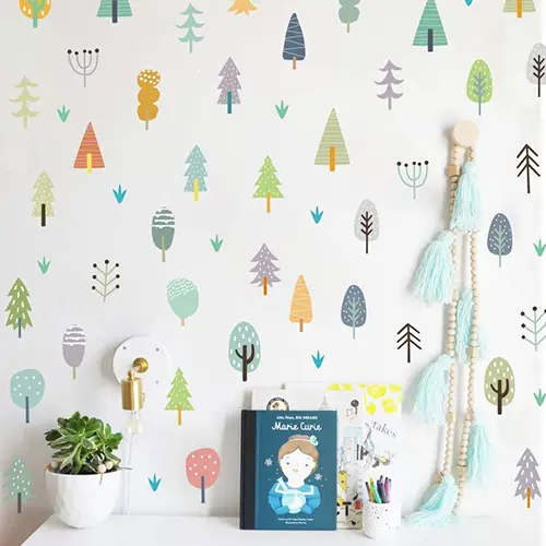Colorful forest of trees wall decal