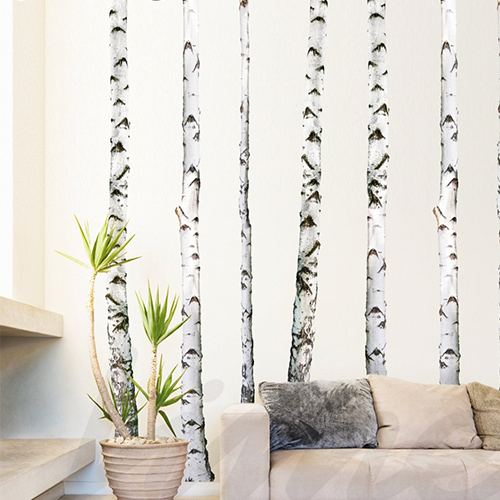 Realistic birch tree full wall decal